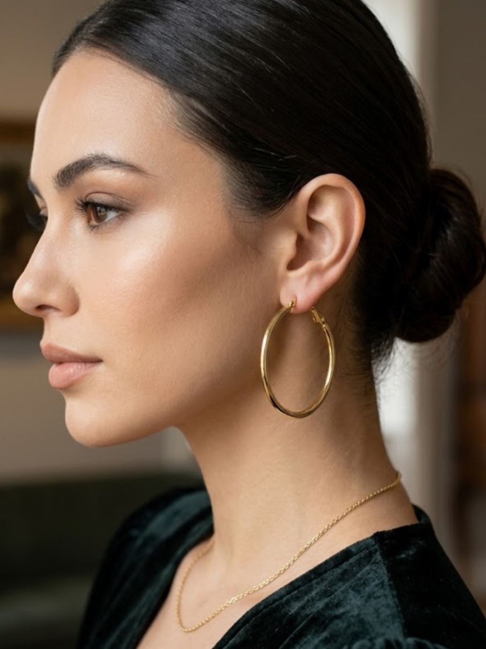 14k Gold Plated Hoop Earrings - Classic Women Jewelry